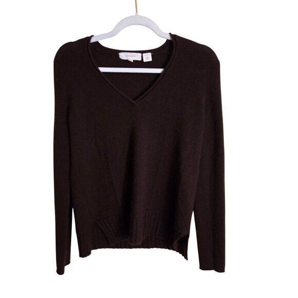 Inhabit 100% Cashmere V Neck Deep Wine Sweater Size S - Picture 1 of 4